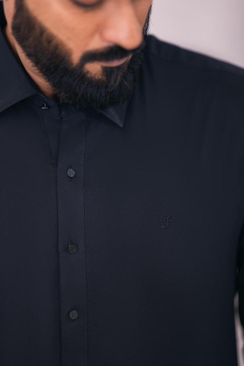 EGYPTIAN COTTON BLACK SUIT WITH BLACK METAL BUTTON