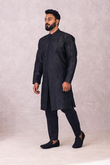 SHERWANI STYLE KURTA PAJAMA INDIAN RAW SILK CHIKEN KARI