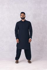 EGYPTIAN COTTON BLACK SUIT WITH BLACK METAL BUTTON